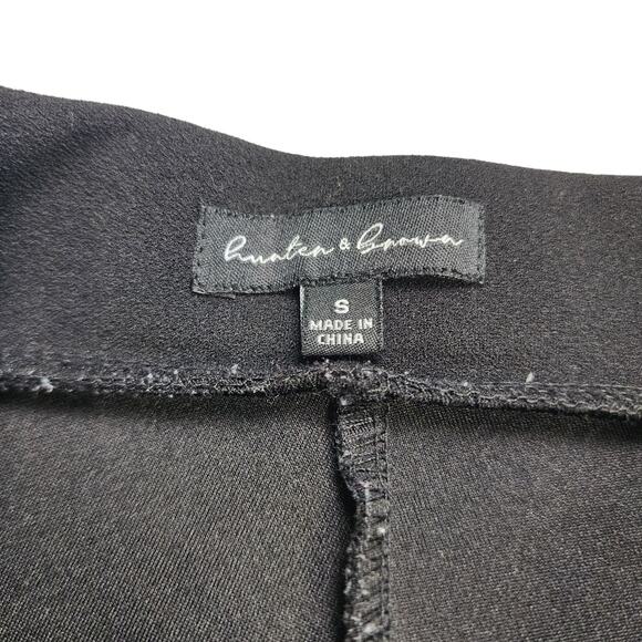 Hunter & Brown Womens Wide Leg Cropped Pants Size Small Black Pull On Ponte Knit - Picture 6 of 11